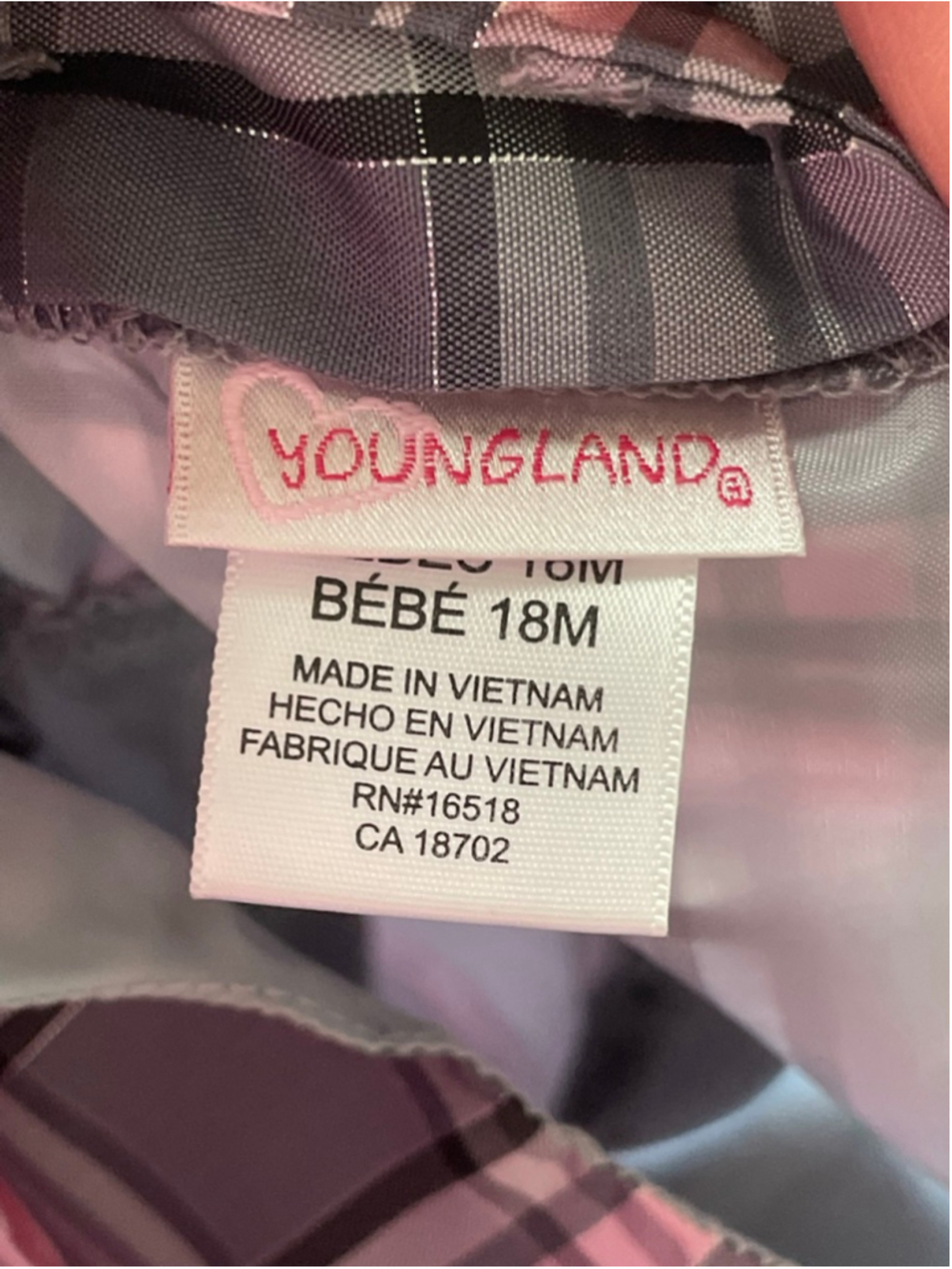 Girls Youngland Formal Dress 18 Months Gray Pink Plaid - Picture 7 of 8